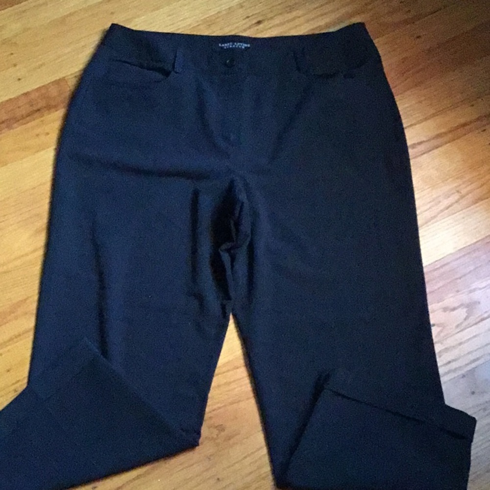 Larry Levine Size 10 Tailored Pants Navy Classic Office Stretch